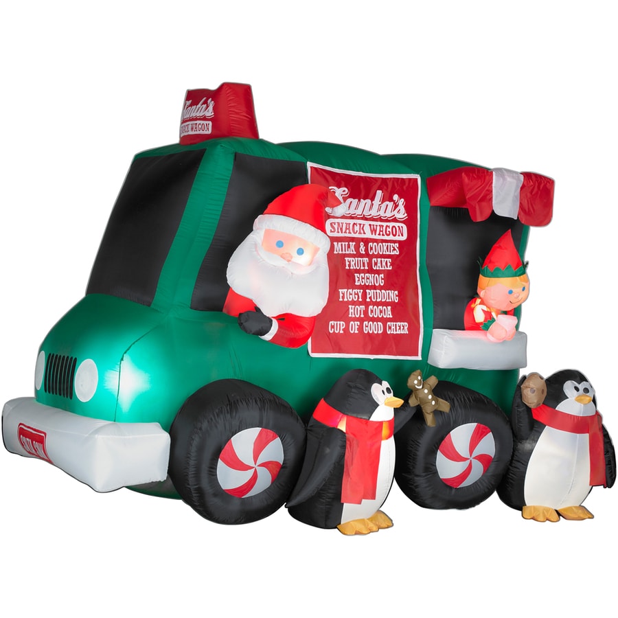 Gemmy 6 Inflatable Santa Snack Wagon At