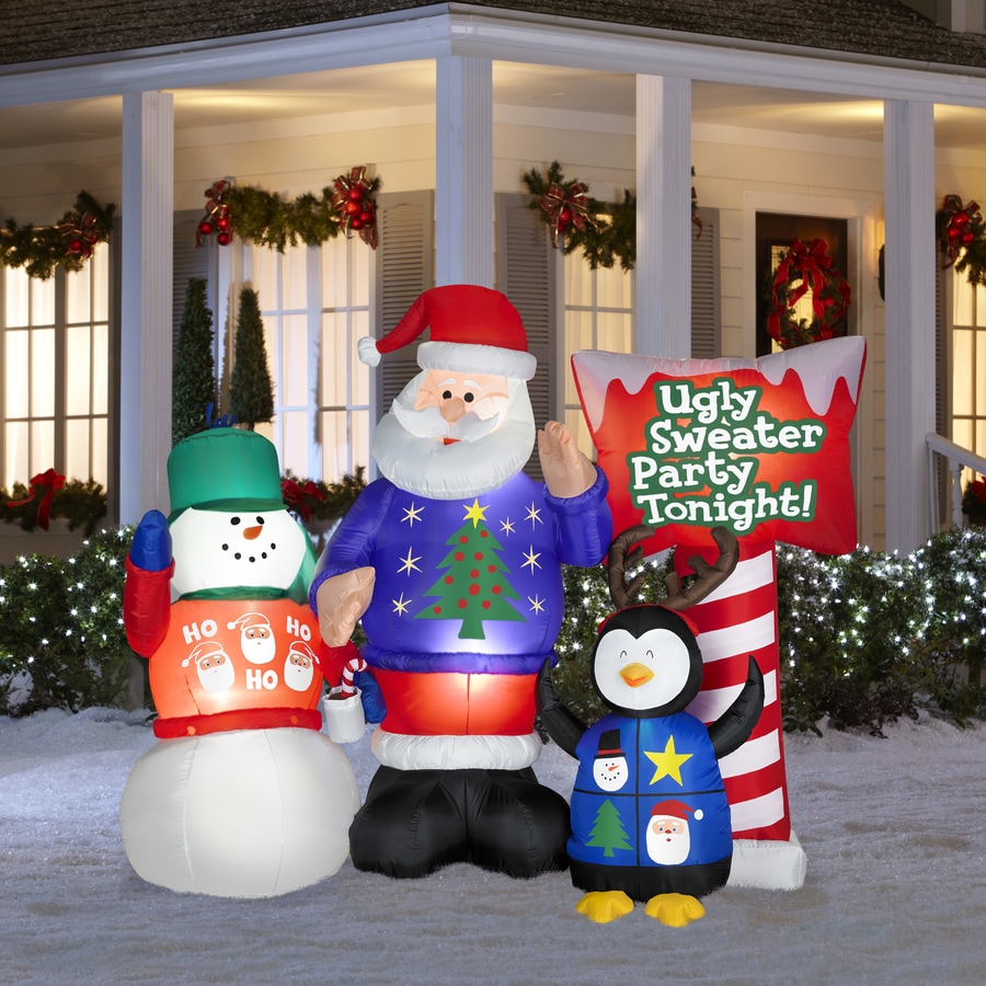 Holiday Living 5-1/2-ft Inflatable Fabric Ugly Sweater Party at Lowes.com