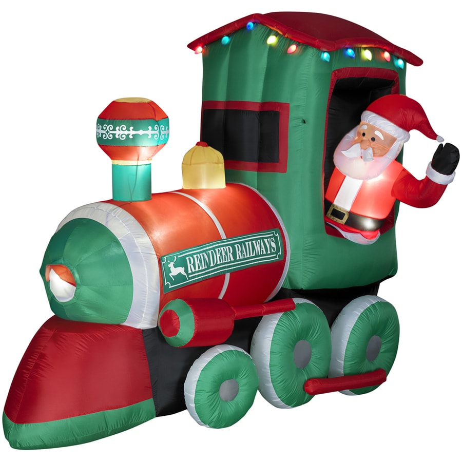 Holiday Living 7.21-ft Inflatable Fabric Christmas Santa In Train at ...