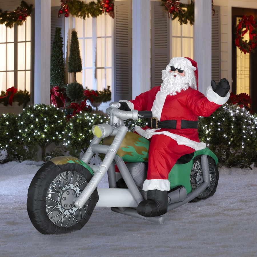 santa on a motorcycle inflatable