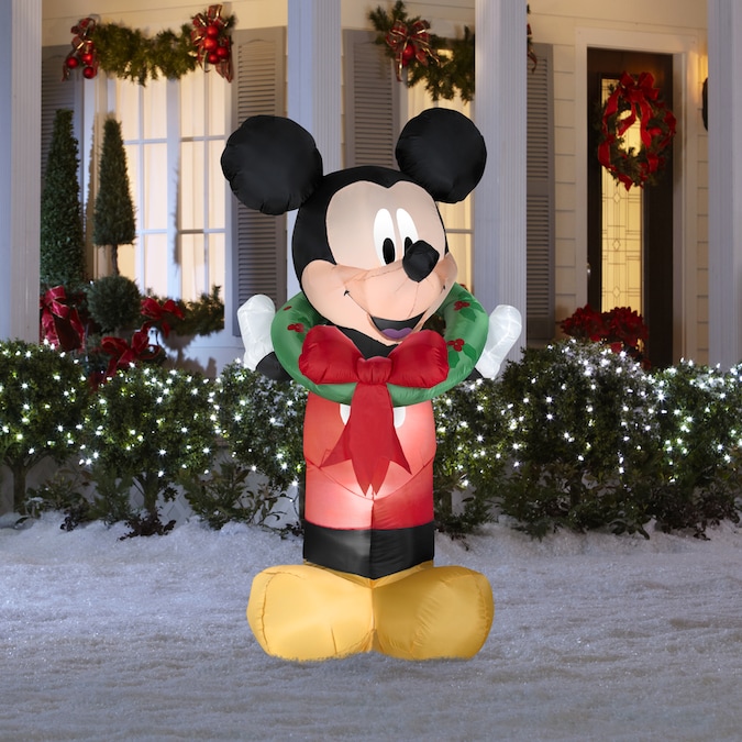 Holiday Living 5.38-ft Inflatable Fabric Christmas Mickey Mouse at ...