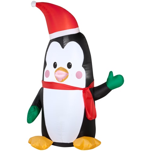 Holiday Living 3.93-ft Lighted Penguin Christmas Inflatable at Lowes.com