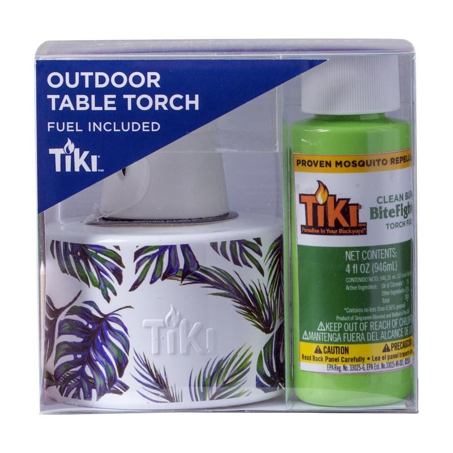 TIKI 4-in Blue Palm Glass Citronella Tabletop Torch