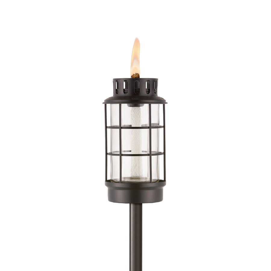 TIKI 64-in Black Metal With Glass Garden Torch In The Garden Torches Department At Lowes.com