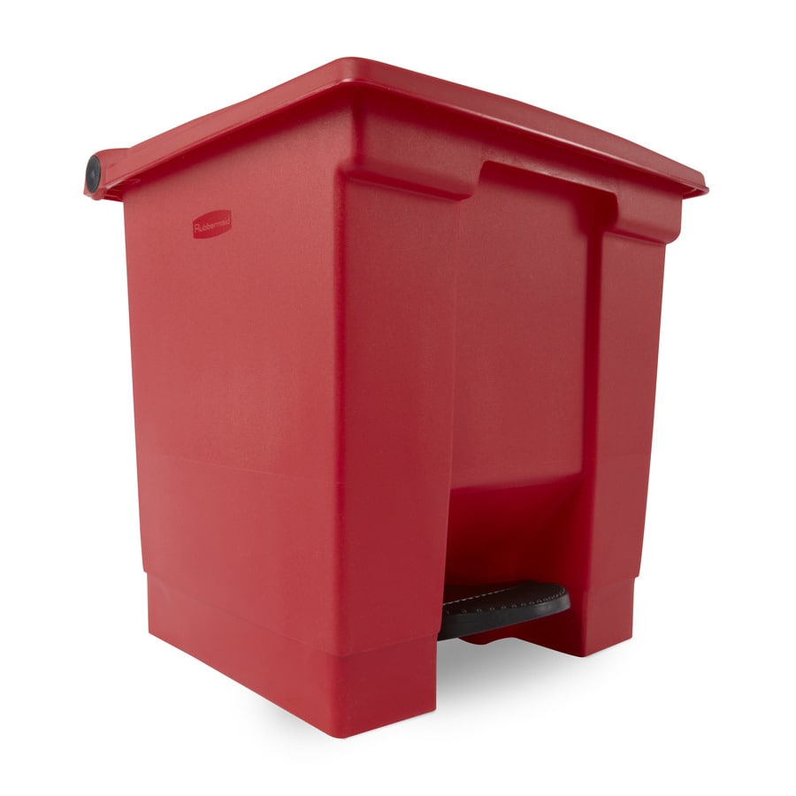 Rubbermaid Commercial Products 8 Gallon Red Plastic Trash Can With Lid   086876057027 