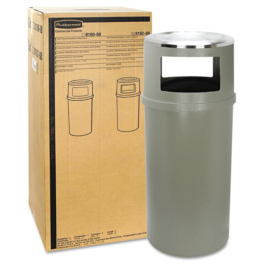 Rubbermaid Commercial Products 25-Gallon Beige Steel Commercial Touchless Trash  Can with Lid at