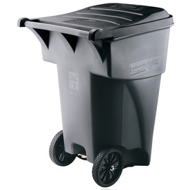 Rubbermaid Commercial Products Brute Rollout 95-Gallon Gray Outdoor Wheels Garbage Can Lid(S) Included