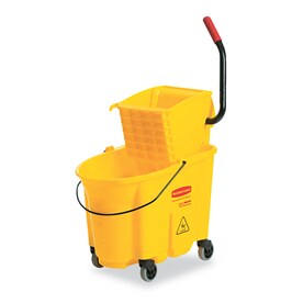 Rubbermaid Commercial Products Plastic Wave Brake Side Press Mop Bucket; Yellow