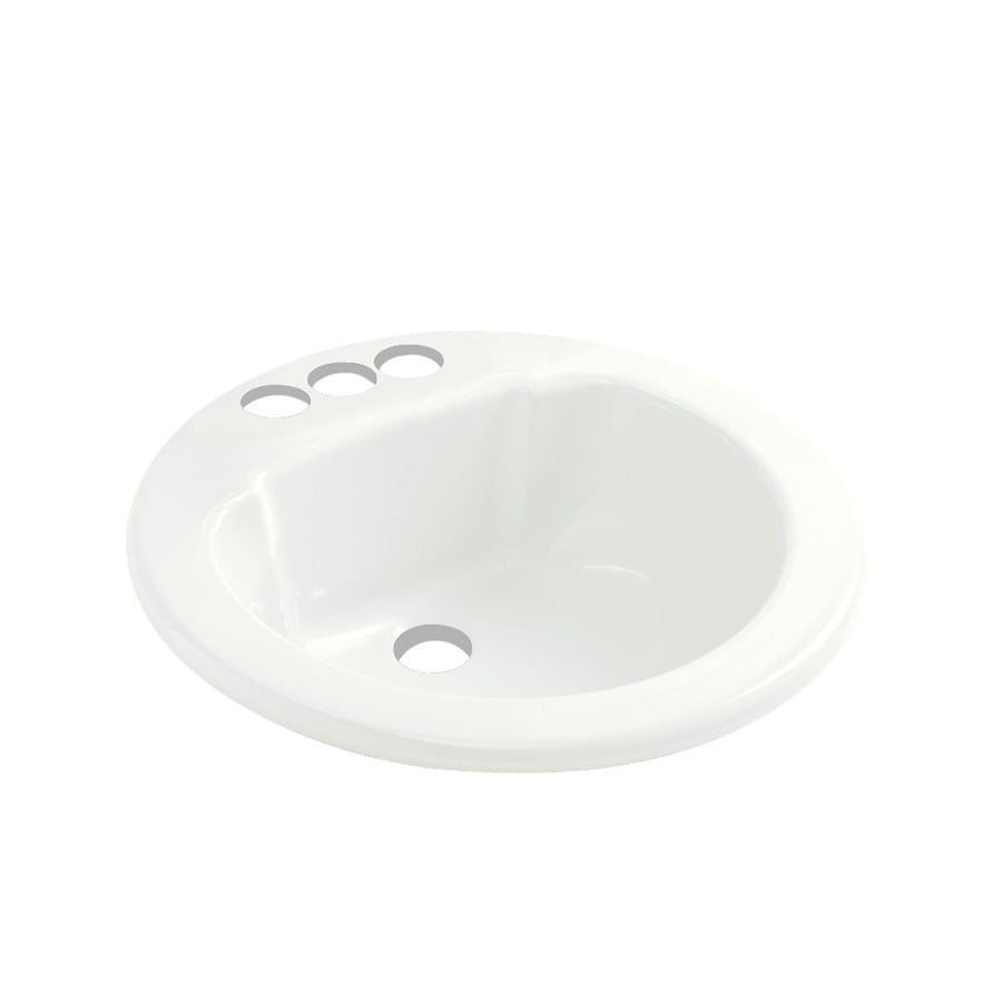 Sterling 65020140-0 White Composite Drop-In Round Bathroom Sink (19-in x 19-in)