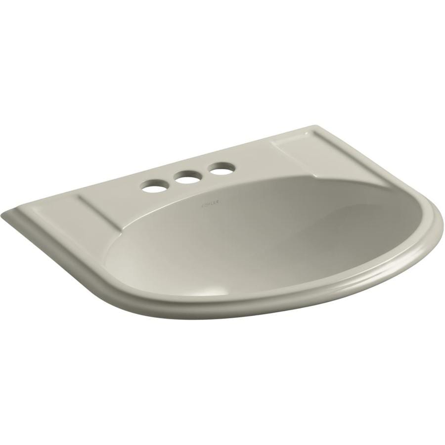 KOHLER 2279-4-G9 Devonshire Sandbar Drop-In Oval Traditional Bathroom Sink (19.75-in x 16.875-in)