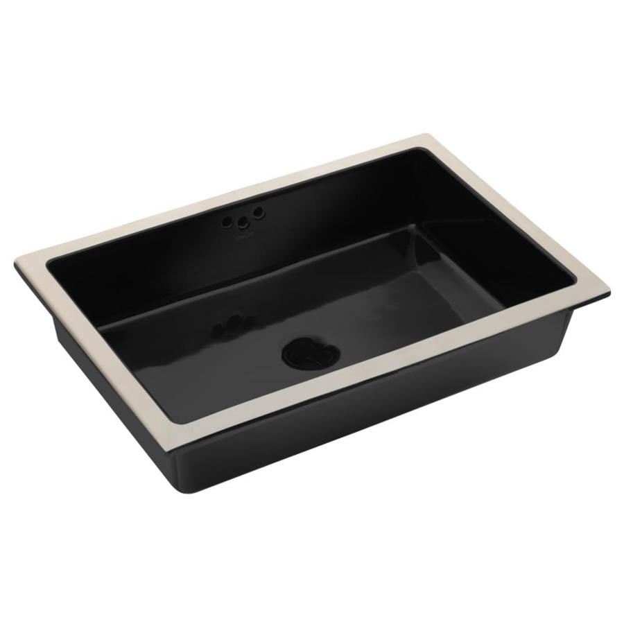 KOHLER 2297-G-7 Kathryn Black Black Undermount Rectangular Bathroom Sink with Overflow