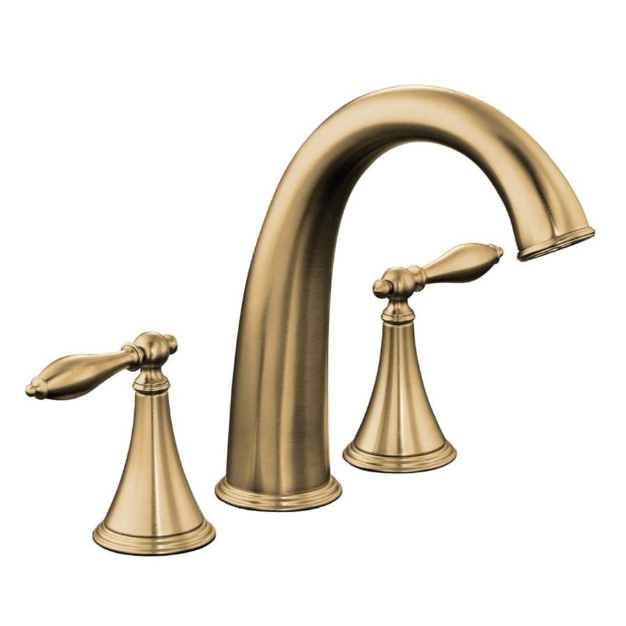 Kohler Finial Vibrant Brushed Bronze Handle Deck Mount Roman Bathtub