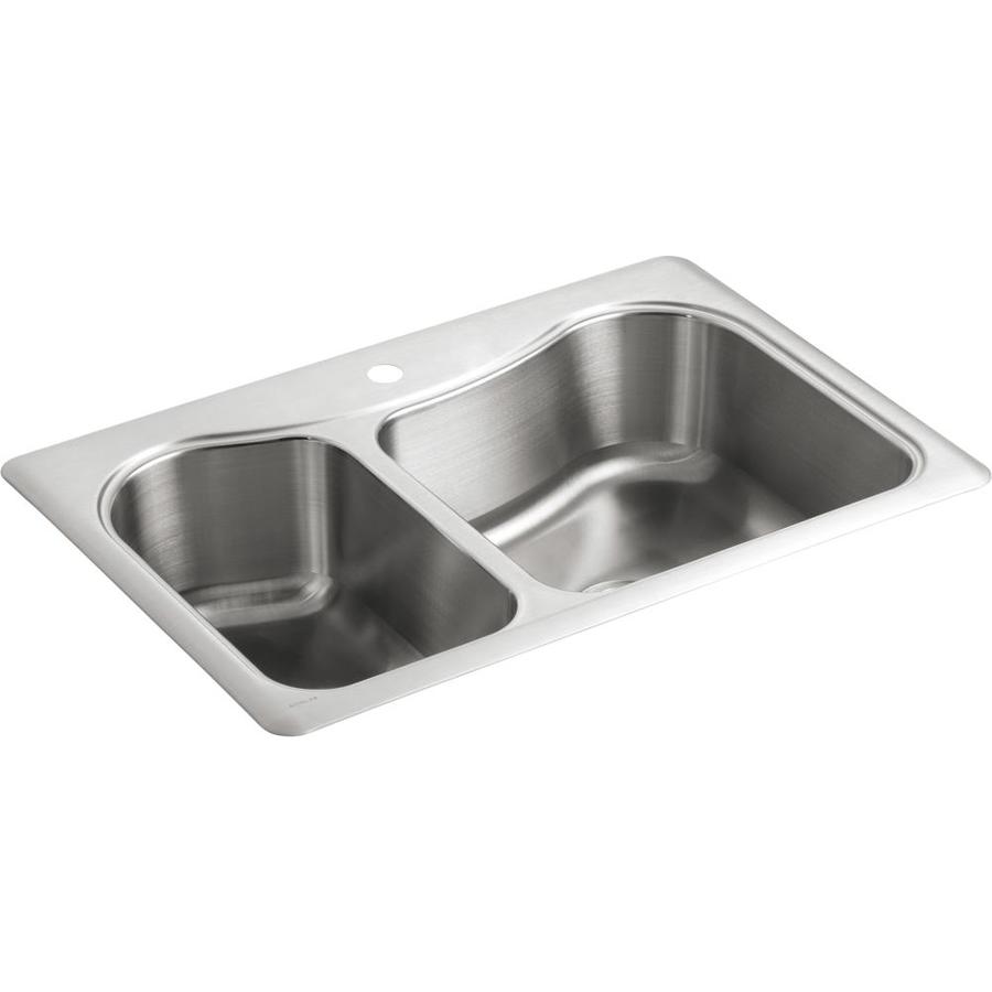 Kohler Staccato 22 In X 33 In Double Basin Stainless Steel Drop In 1