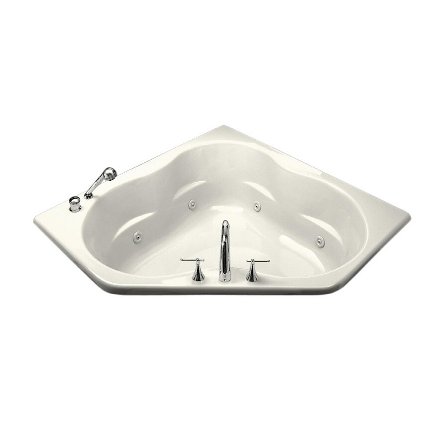 KOHLER 1144-H-96 60"L x 60"W x 20-1/4"H 1-Person Biscuit Corner Whirlpool Tub