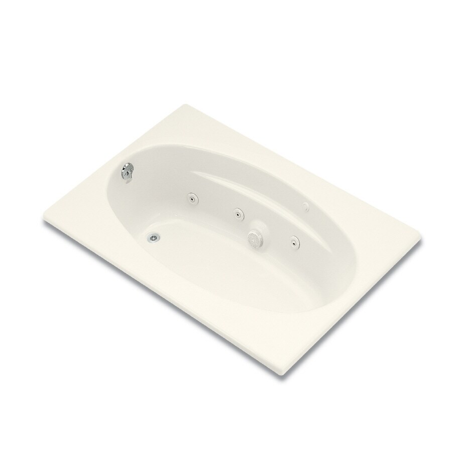KOHLER 1126-HN-96 Biscuit Acrylic Oval in Rectangle Whirlpool Tub (Common: 42-in x 60-in; Actual: 18.125-in x 42-in x 60-in)