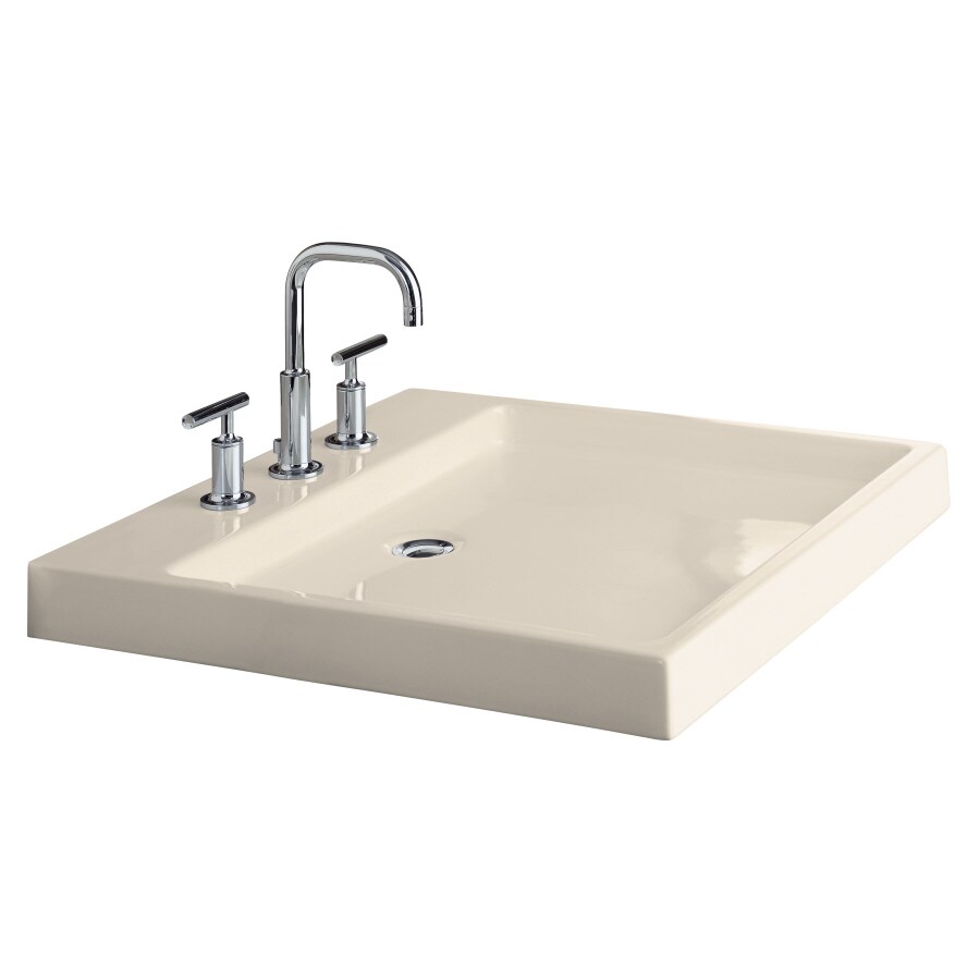 KOHLER Purist White Fire Clay Vessel Rectangular Bathroom Sink with