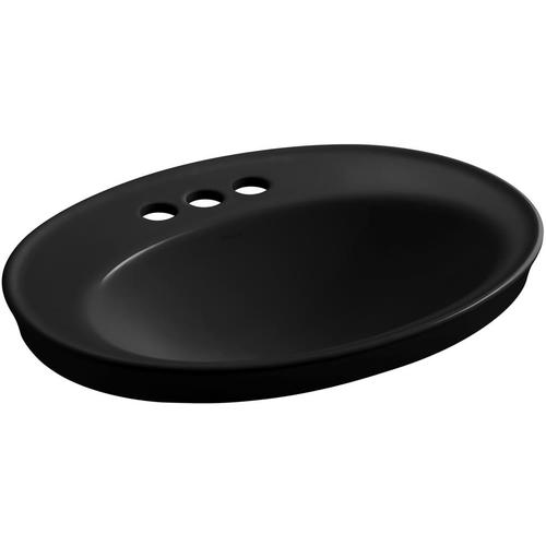 KOHLER Serif Black Drop-In Oval Bathroom Sink with Overflow Drain (22. ...