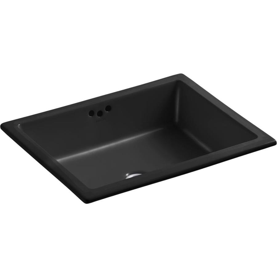 KOHLER Kathryn Black Black Undermount Rectangular Bathroom Sink With   087206807237 