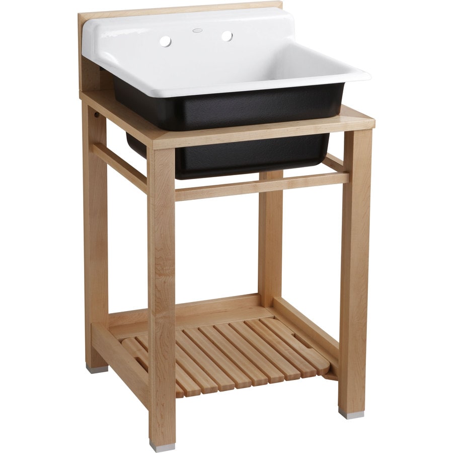 KOHLER 24-in x 25.5-in White Self-Rimming Cast Iron Laundry Utility ...
