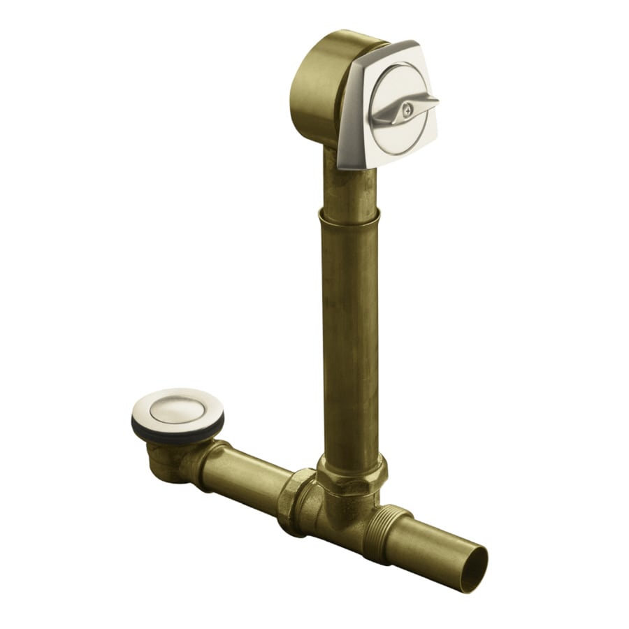 KOHLER 1.5in Vibrant Brushed Nickel Triplever Drain with Brass Pipe in the Bathtub Drains