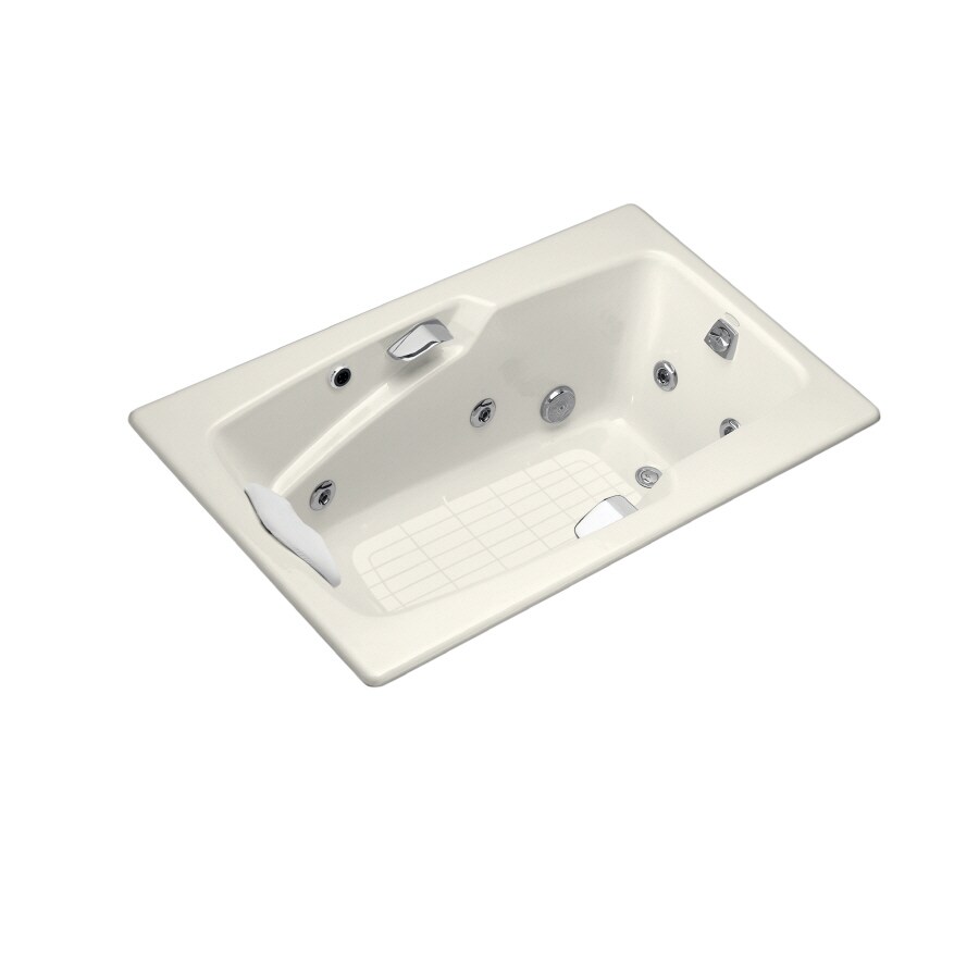 KOHLER 792-HE-96 Steeping Biscuit Cast Iron Rectangular Whirlpool Tub (Common: 36-in x 60-in; Actual: 20.375-in x 36-in x 60-in)