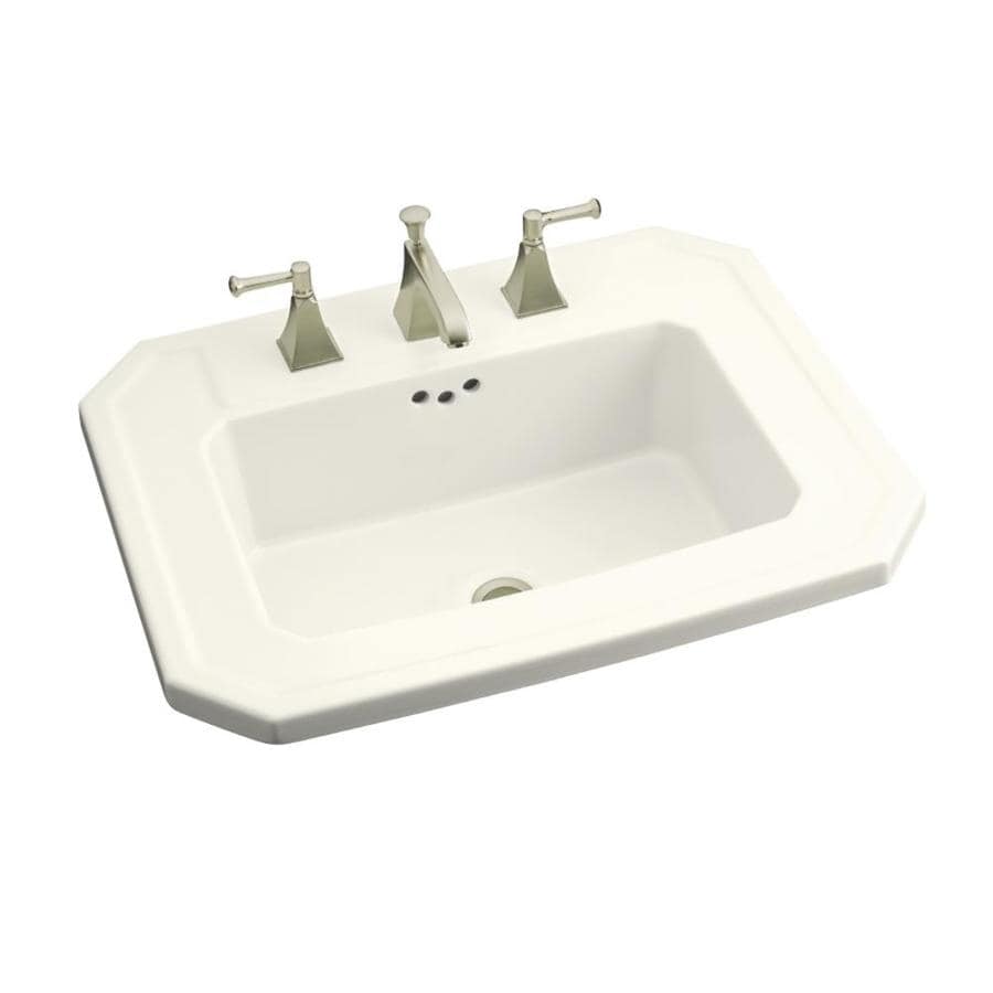 KOHLER 2325-8-96 Kathryn Biscuit Drop-In Rectangular Bathroom Sink with Overflow