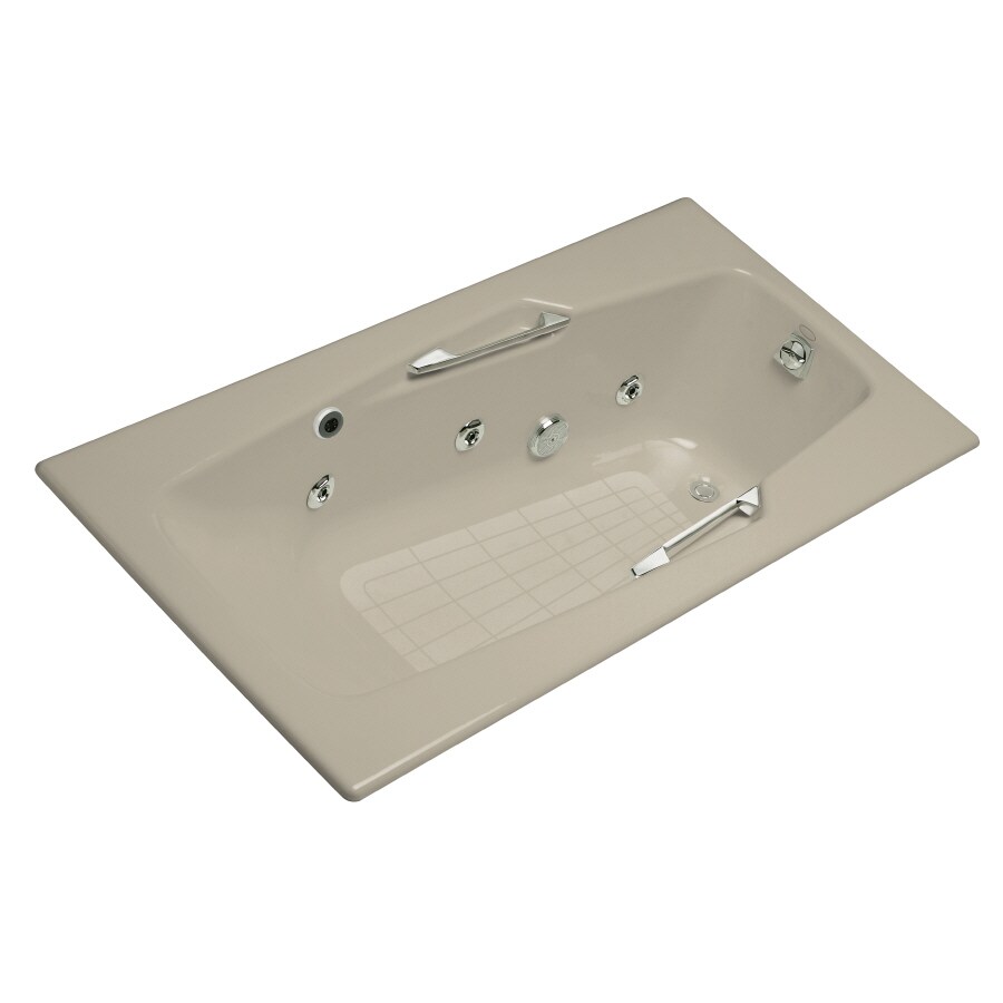 KOHLER Caribbean 72in L x 36in W x 18.25in H Sandbar Rectangular Whirlpool Tub at
