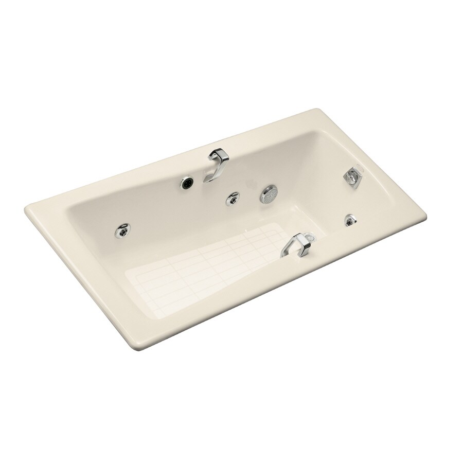 KOHLER 842-H2-47 Maestro Almond Cast Iron Rectangular Whirlpool Tub (Common: 32-in x 66-in; Actual: 18.25-in x 32-in x 66-in)