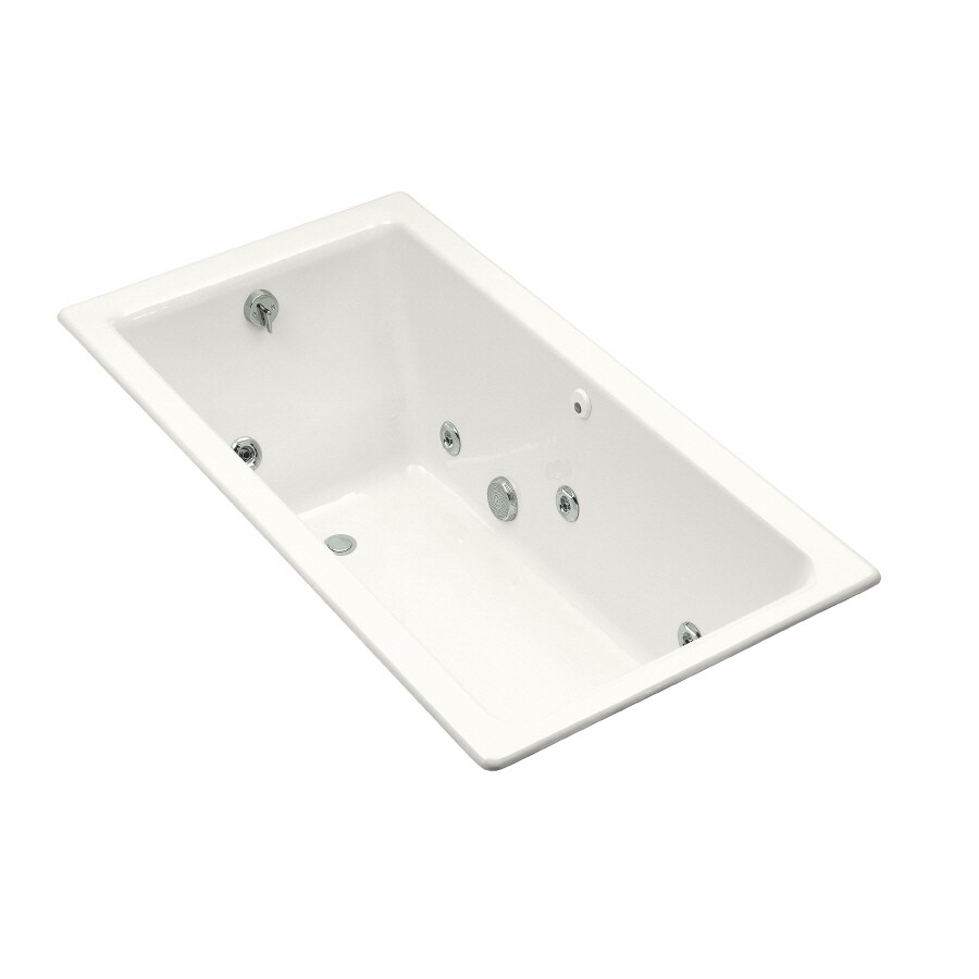 KOHLER 809-H2-0 Kathryn White Cast Iron Rectangular Whirlpool Tub (Common: 36-in x 66-in; Actual: 24-in x 36-in x 66-in)