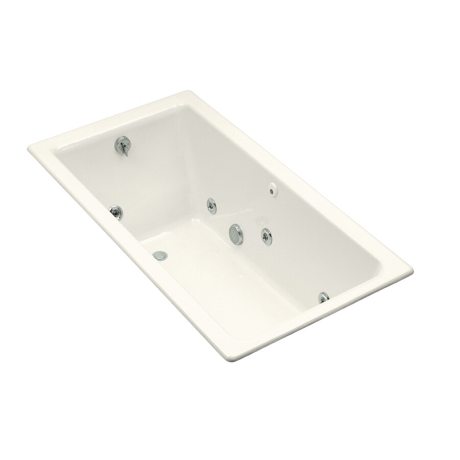 KOHLER 809-H2-96 Kathryn Biscuit Cast Iron Rectangular Whirlpool Tub (Common: 36-in x 66-in; Actual: 24-in x 36-in x 66-in)