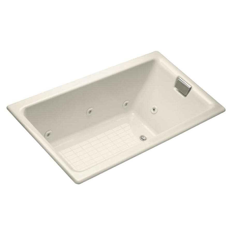KOHLER TeaForTwo 66in Almond Cast Iron Rectangular Reversible Drain