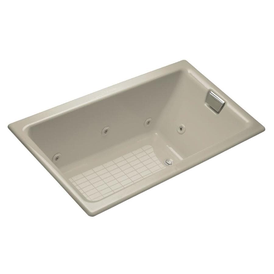 KOHLER Tea-for-Two 66-in Sandbar Cast Iron Rectangular ...