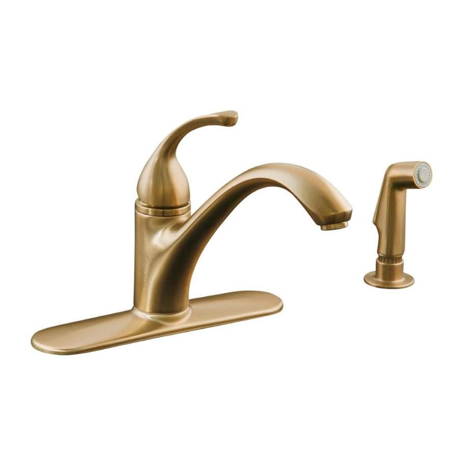 Kohler Forte Vibrant Brushed Bronze 1 Handle Low Arc Kitchen Faucet At