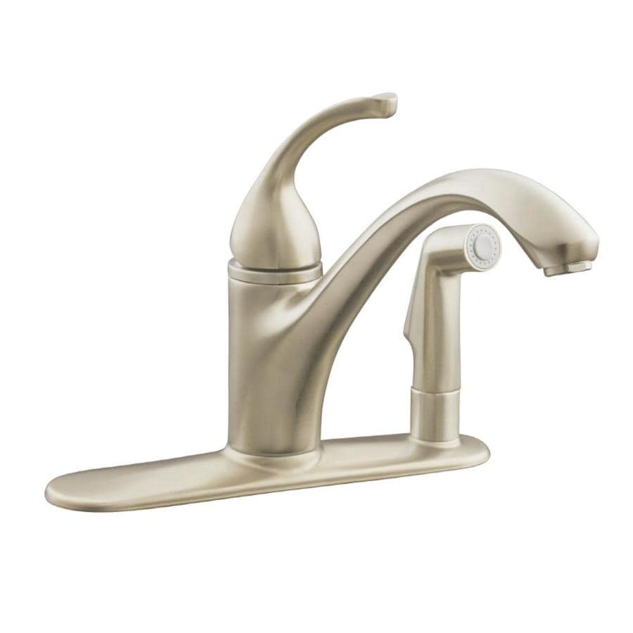 KOHLER Forte Vibrant Brushed Nickel 1-Handle Low-Arc Kitchen Faucet at