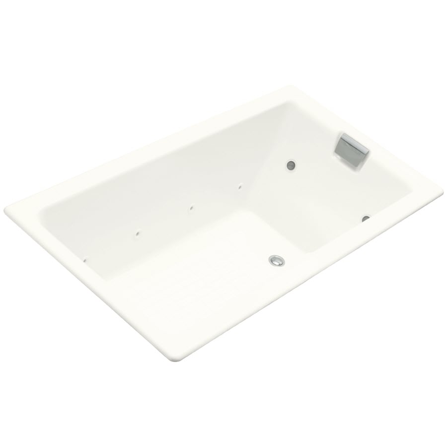 KOHLER 856-CT-0 Tea-For-Two 2-Person White Cast Iron Rectangular Whirlpool Tub (Common: 36-in x 66-in; Actual: 24-in x 36-in x 66-in)