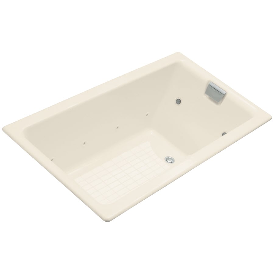 KOHLER 856-CT-47 Tea-For-Two 2-Person Almond Cast Iron Rectangular Whirlpool Tub (Common: 36-in x 66-in; Actual: 24-in x 36-in x 66-in)