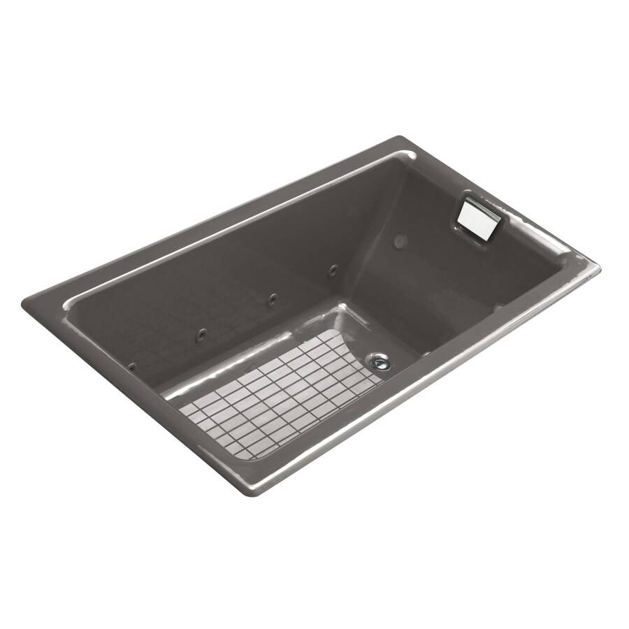 KOHLER 856-CT-58 Tea-For-Two 2-Person Thunder Grey Cast Iron Rectangular Whirlpool Tub (Common: 36-in x 66-in; Actual: 24-in x 36-in x 66-in)