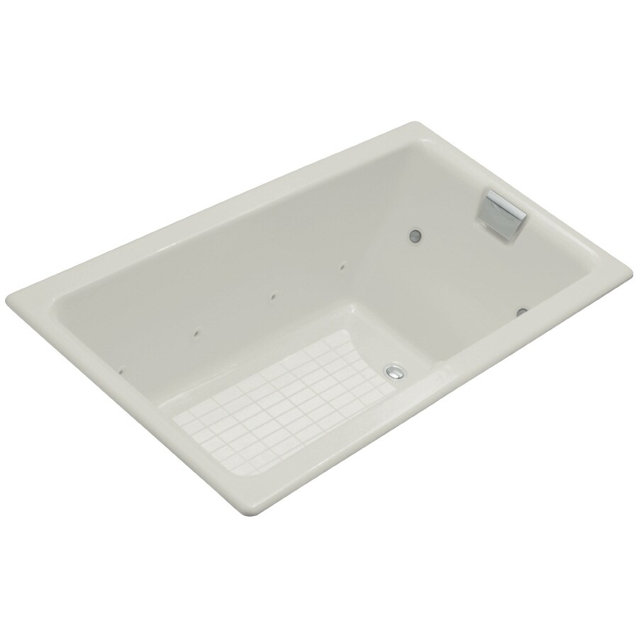 KOHLER 856-CT-95 Tea-For-Two 36-in x 66-in Ice Grey Cast Iron Drop-In Whirlpool Tub (Reversible Drain)
