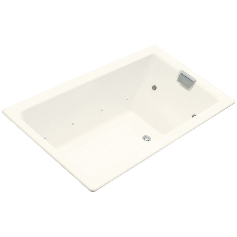 KOHLER 856-CT-96 Tea-For-Two 36-Inches x 66-Inches Biscuit Cast iron Rectangular Drop-in Whirlpool tub ( Reversible Drain )