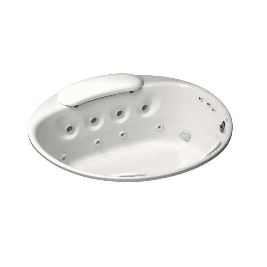 KOHLER 1394-H2-0 Riverbath 2-Person White Acrylic Round Whirlpool Tub (Common: 66-in x 66-in; Actual: 25-in x 66-in x 66-in)