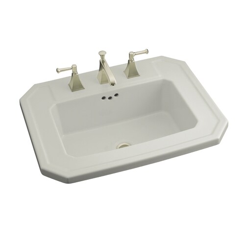 KOHLER Kathryn Ice Grey Drop-In Rectangular Bathroom Sink with Overflow ...
