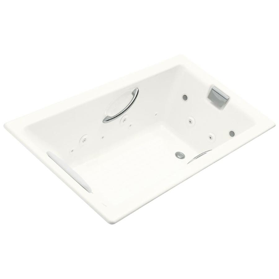 KOHLER Tea-For-Two 36-in W x 66-in L White Cast Iron Rectangular Reversible Drain Drop-In Whirlpool Tub