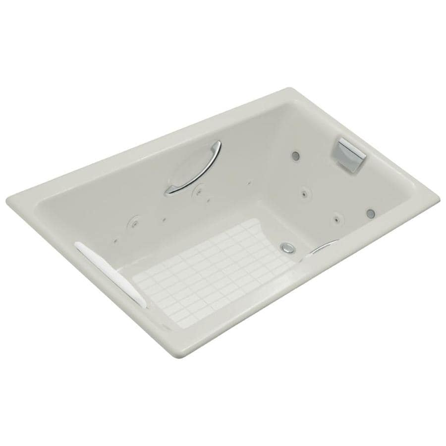 KOHLER TeaForTwo 66in Ice Grey Cast Iron Rectangular Reversible