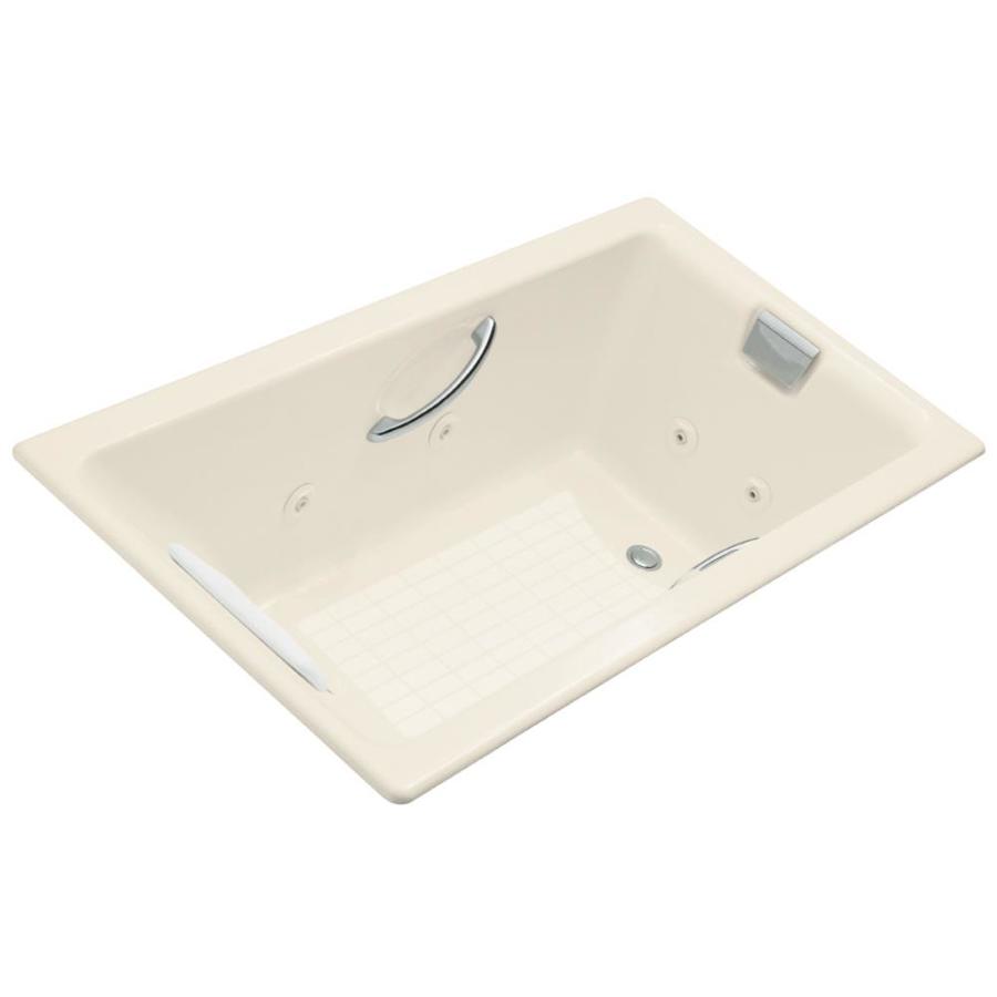 KOHLER 856-M-47 Tea-For-Two 2-Person Almond Cast Iron Rectangular Whirlpool Tub (Common: 36-in x 66-in; Actual: 23-in x 36-in x 66-in)