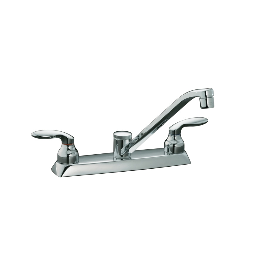 KOHLER Coralais Polished Chrome 2 Handle Deck Mount Low Arc Kitchen   087206983849 