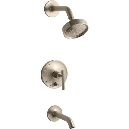 Kohler Purist Vibrant Brushed Bronze Handle Bathtub And Shower Faucet