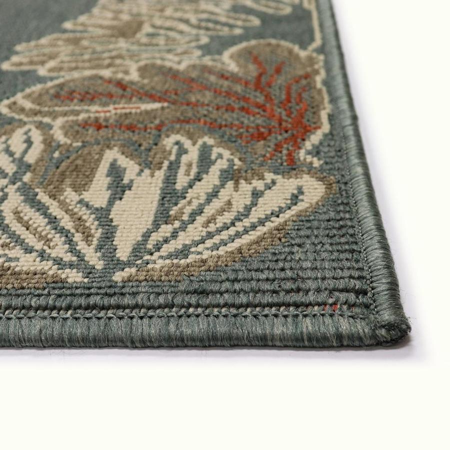 Liora Manne Riviera Blue Indoor/Outdoor Border Coastal Area Rug in the ...