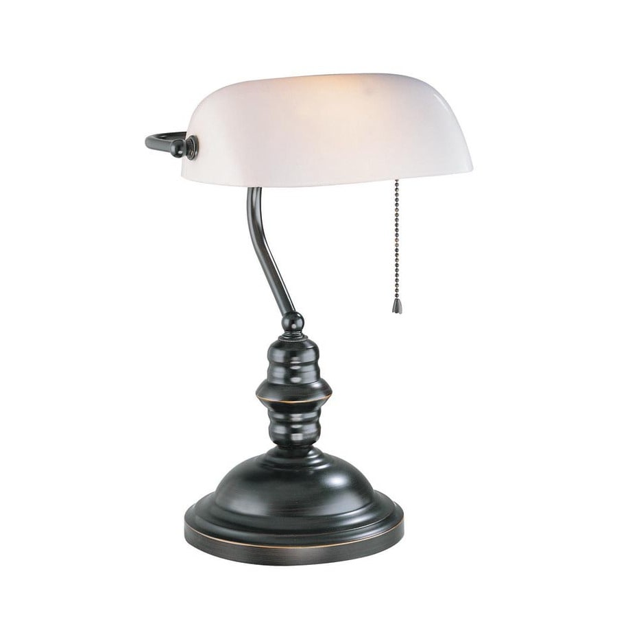 Lite Source 14 5 In Adjustable Bronze Bankers Desk Lamp With Glass