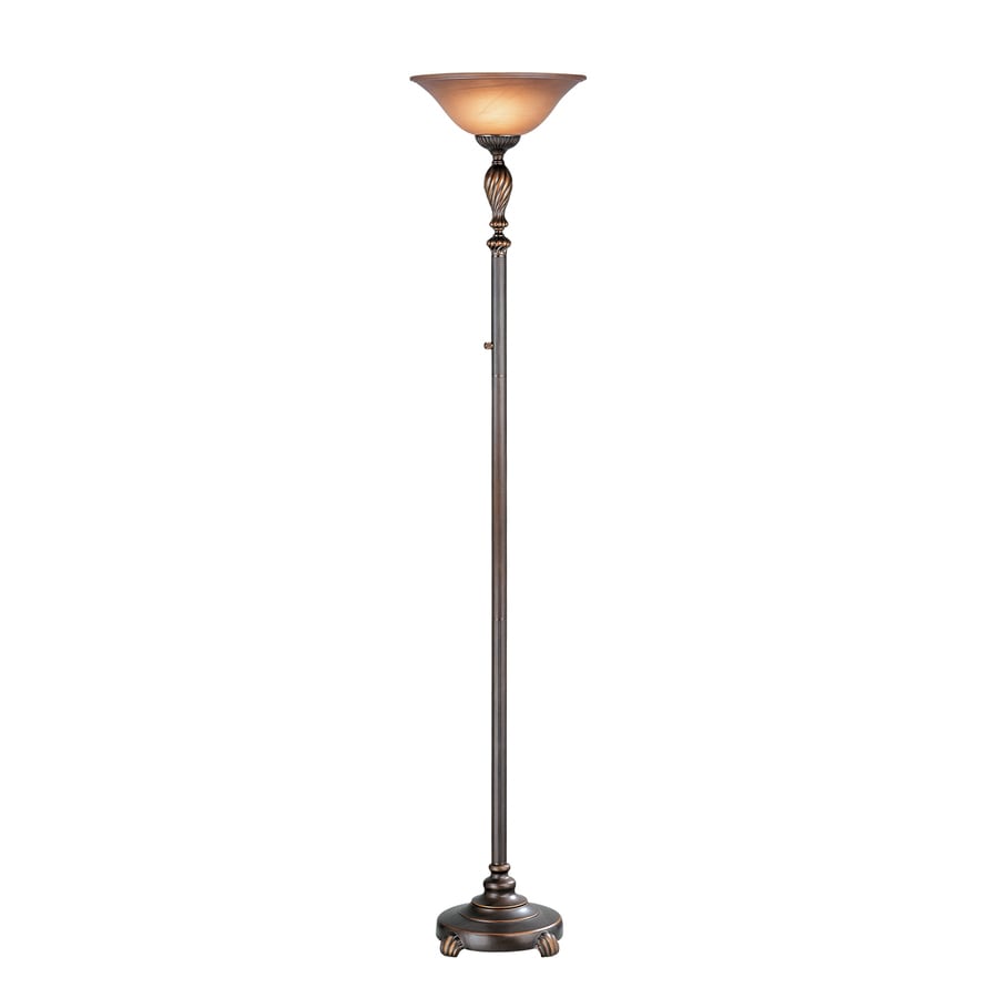 Lite Source 71 In Dark Bronze 3 Way Torchiere Floor Lamp With Glass Shade At 