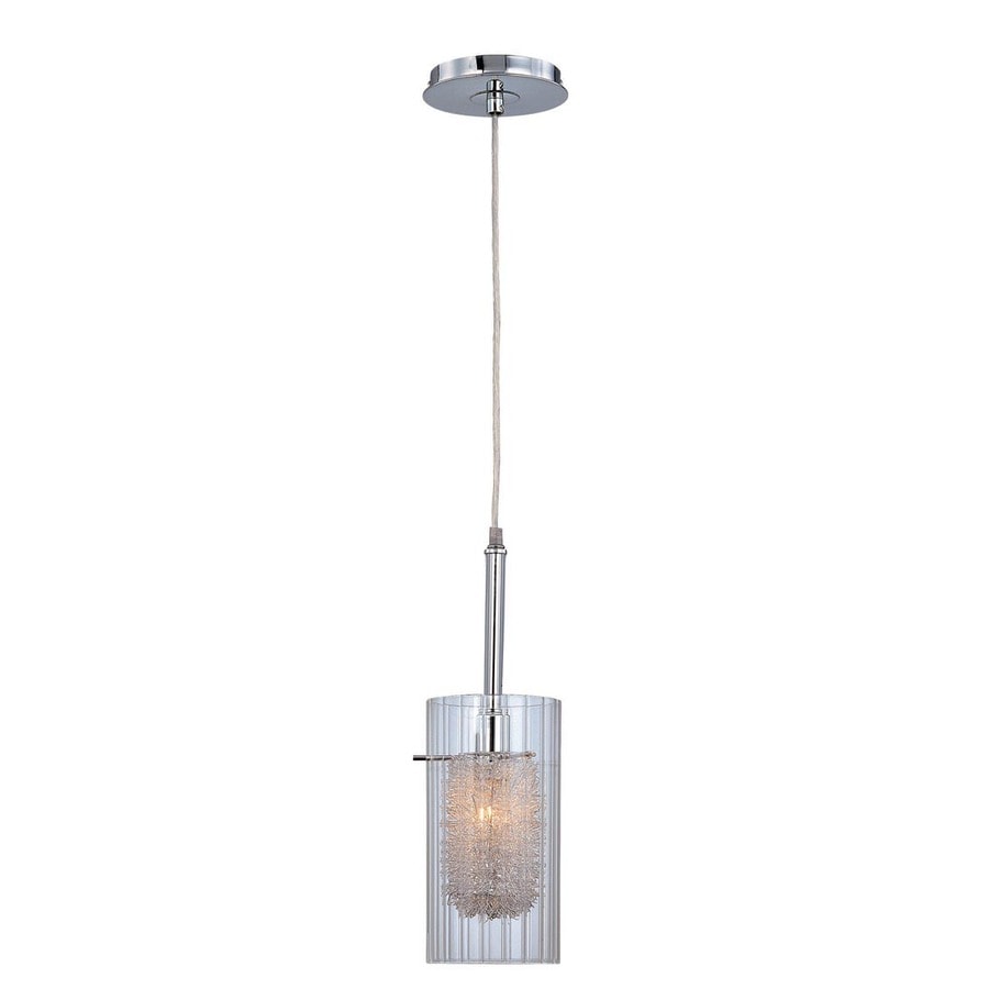 Lite Source Caldwell Chrome Industrial Clear Glass Cylinder Pendant at